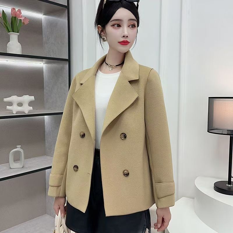 Autumn Winter Black Woolen Coa - Wool Coat Peacoat recension och pris