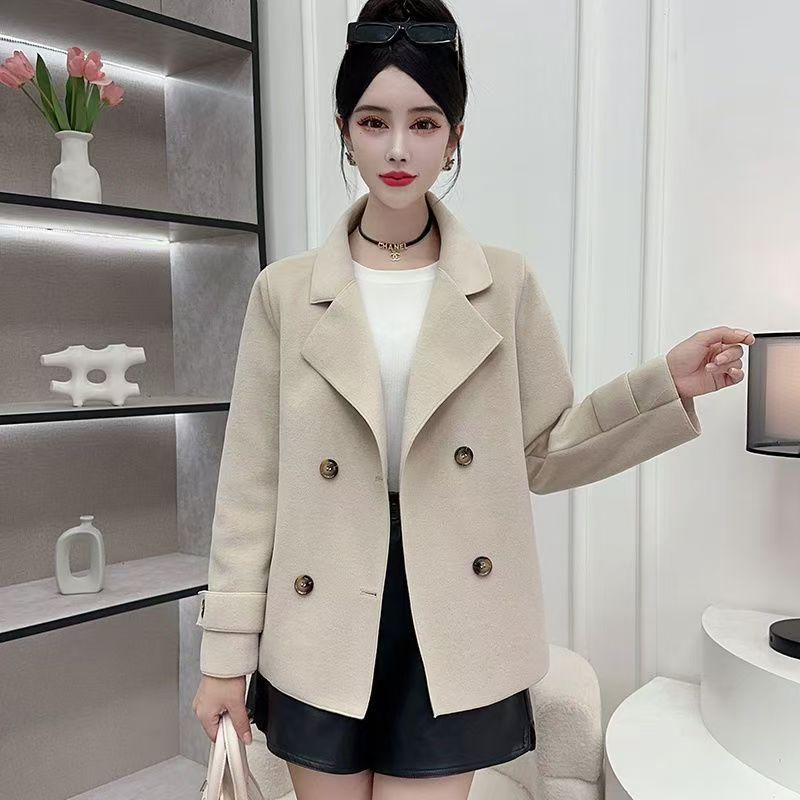 Autumn Winter Black Woolen Coa - Wool Coat Peacoat recension och pris