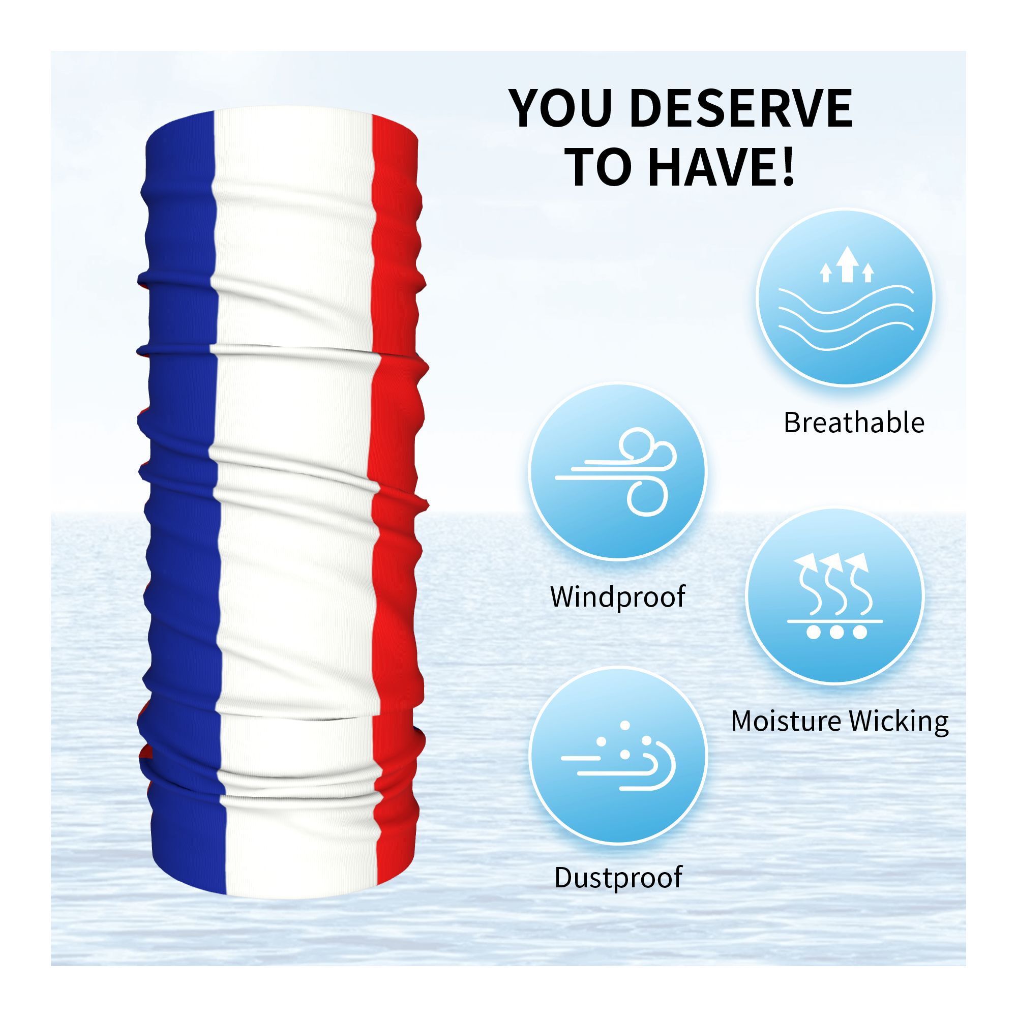 Custom French Flag France Band - Neck Gaiter Fleece recension och pris